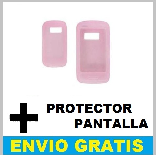 FUNDA SILICONA PARA NOKIA C6-01 + PROTECTOR PANTALLA ROSA